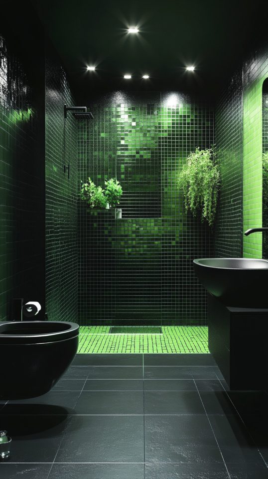 48 Color Accents with Black Bathrooms - Glamorous Place