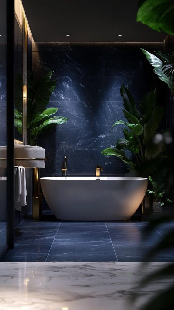 33 Dark Blue Bathrooms - Glamorous Place