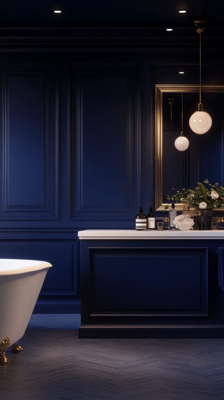 33 Dark Blue Bathrooms Glamorous Place
