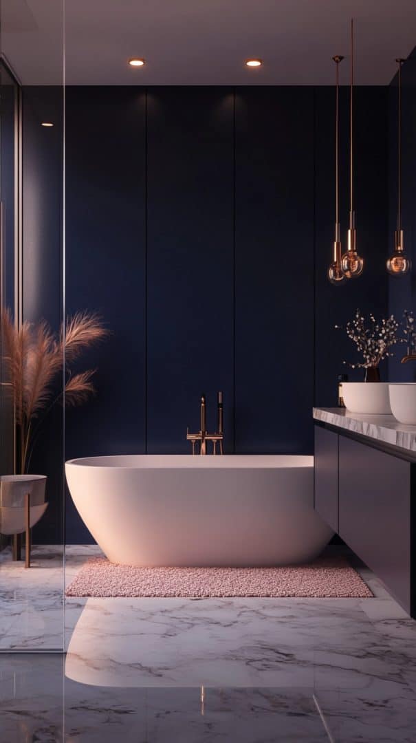 33 Dark Blue Bathrooms - Glamorous Place