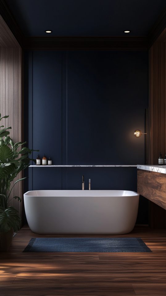 33 Dark Blue Bathrooms - Glamorous Place