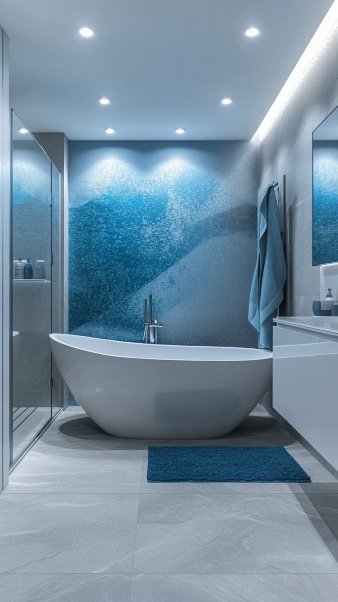 38 Diverse Blue Bathroom Styles - Glamorous Place