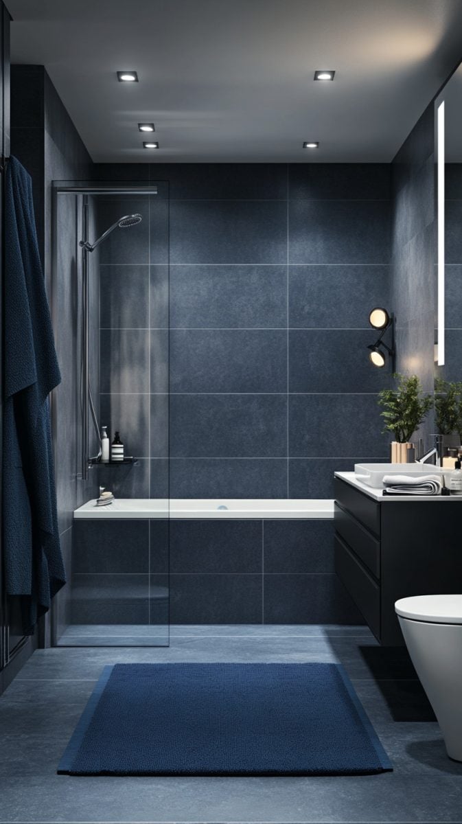 33 Dark Blue Bathrooms - Glamorous Place