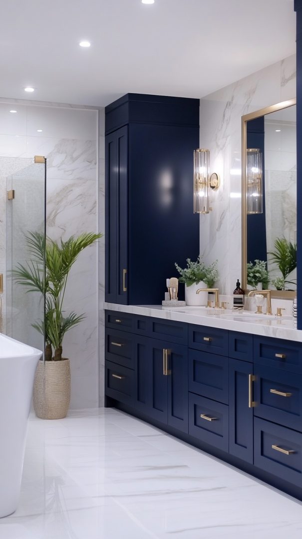 33 Dark Blue Bathrooms - Glamorous Place