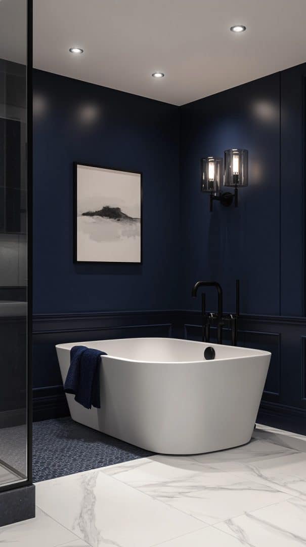 40 Navy Blue Bathroom Aesthetics and Accessories - Glamorous Place