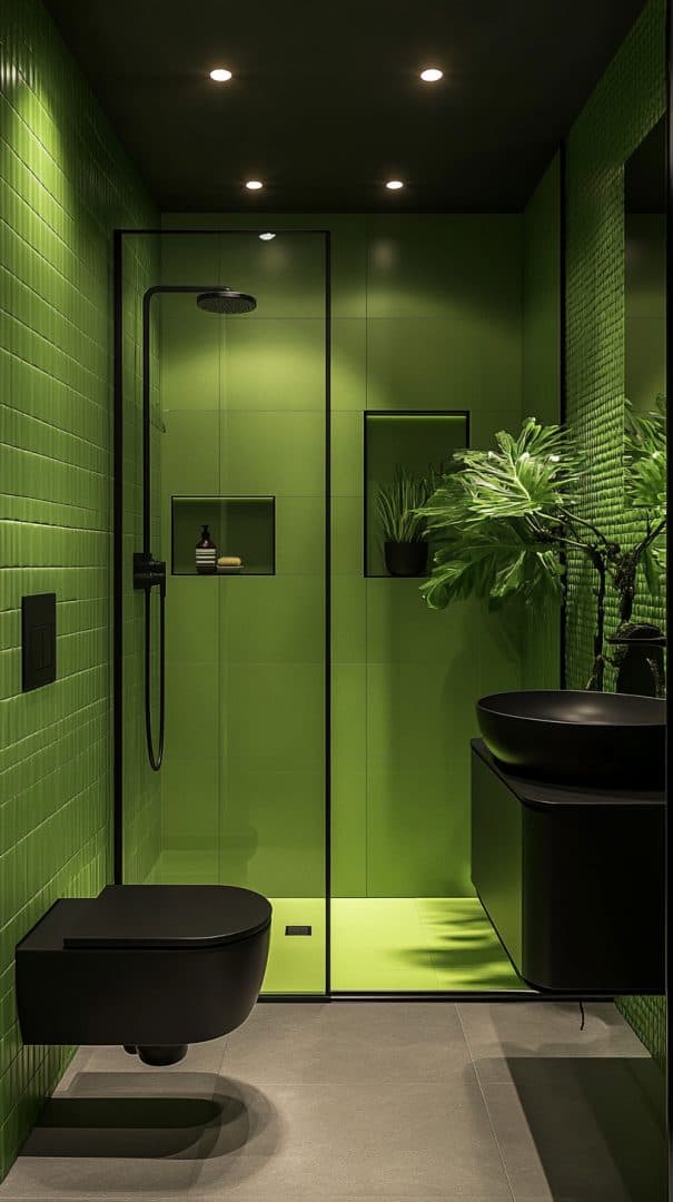 48 Color Accents with Black Bathrooms - Glamorous Place