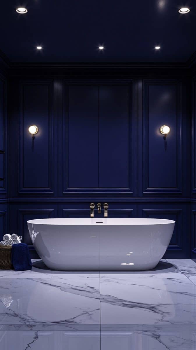 33 Dark Blue Bathrooms - Glamorous Place
