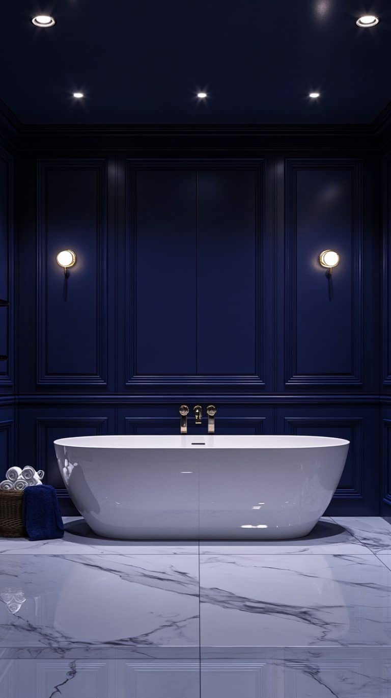 33 Dark Blue Bathrooms Glamorous Place