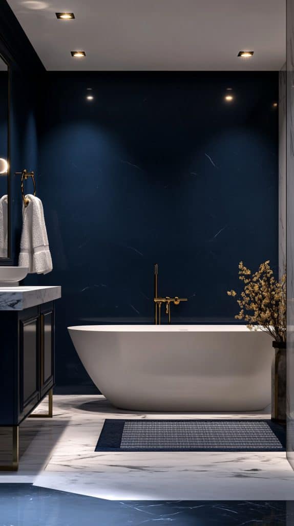 33 Dark Blue Bathrooms - Glamorous Place