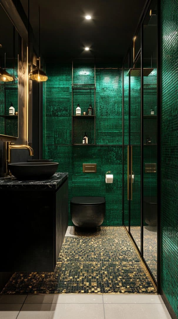 48 Color Accents with Black Bathrooms - Glamorous Place