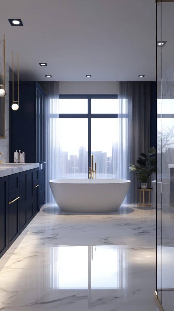 40 Navy Blue Bathroom Aesthetics and Accessories Glamorous Place