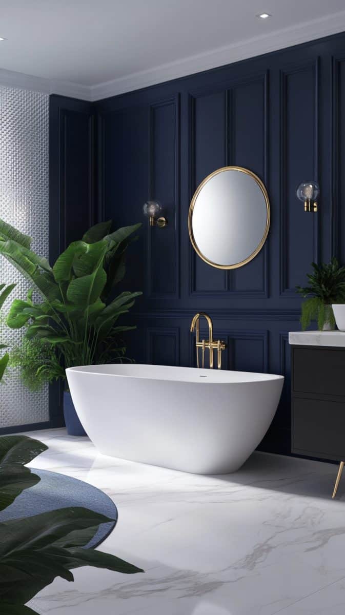 40 Navy Blue Bathroom Aesthetics and Accessories Glamorous Place