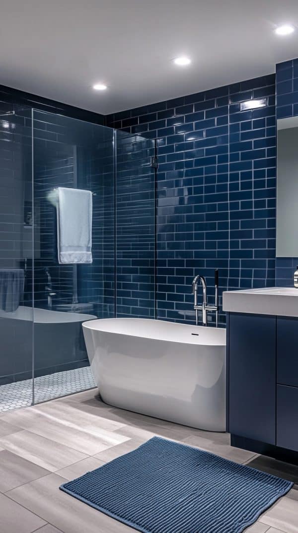 33 Dark Blue Bathrooms - Glamorous Place