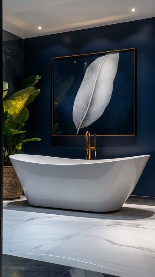 40 Navy Blue Bathroom Aesthetics and Accessories Glamorous Place