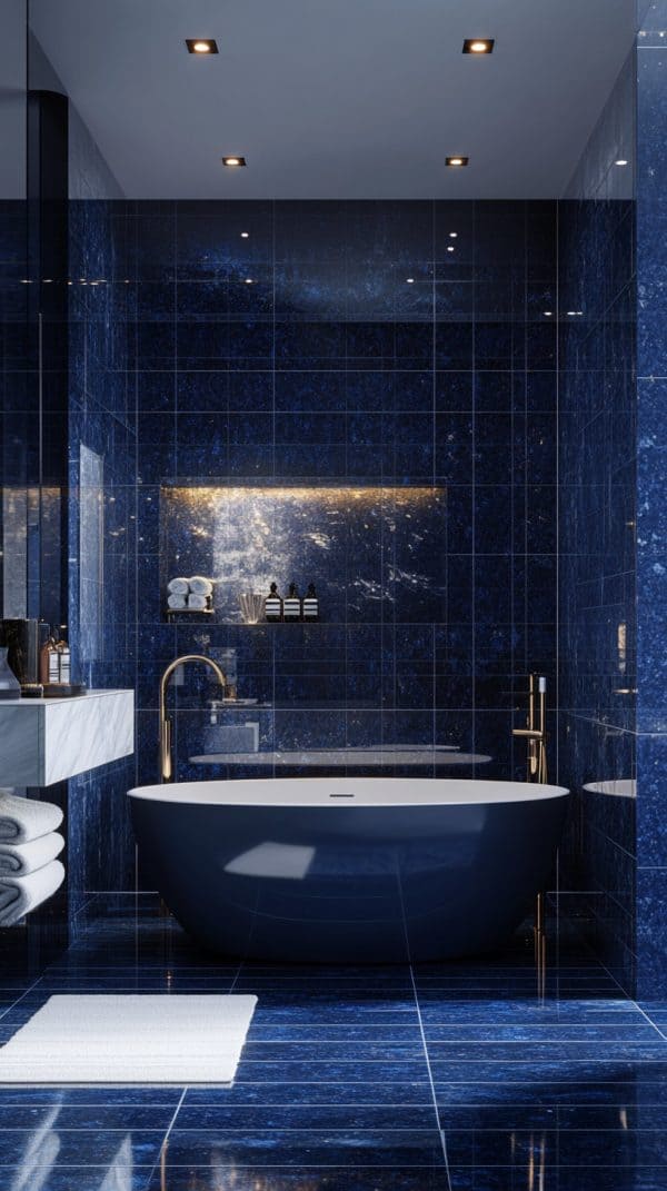 33 Dark Blue Bathrooms - Glamorous Place