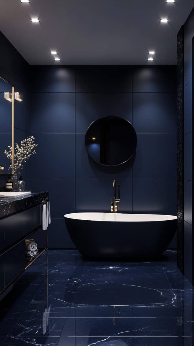 40 Navy Blue Bathroom Aesthetics and Accessories Glamorous Place