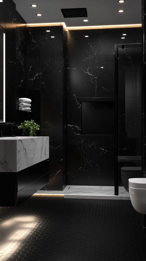 24 Black and White Bathroom Elegance