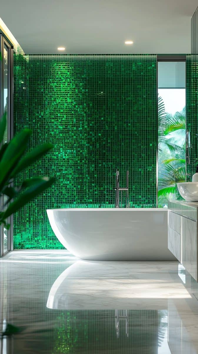 47 Green Bathroom Design: Exploring Shades of Green - Glamorous Place