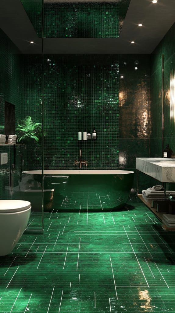 47 Green Bathroom Design: Exploring Shades of Green - Glamorous Place