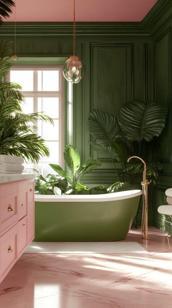 47 Green Bathroom Design: Exploring Shades of Green