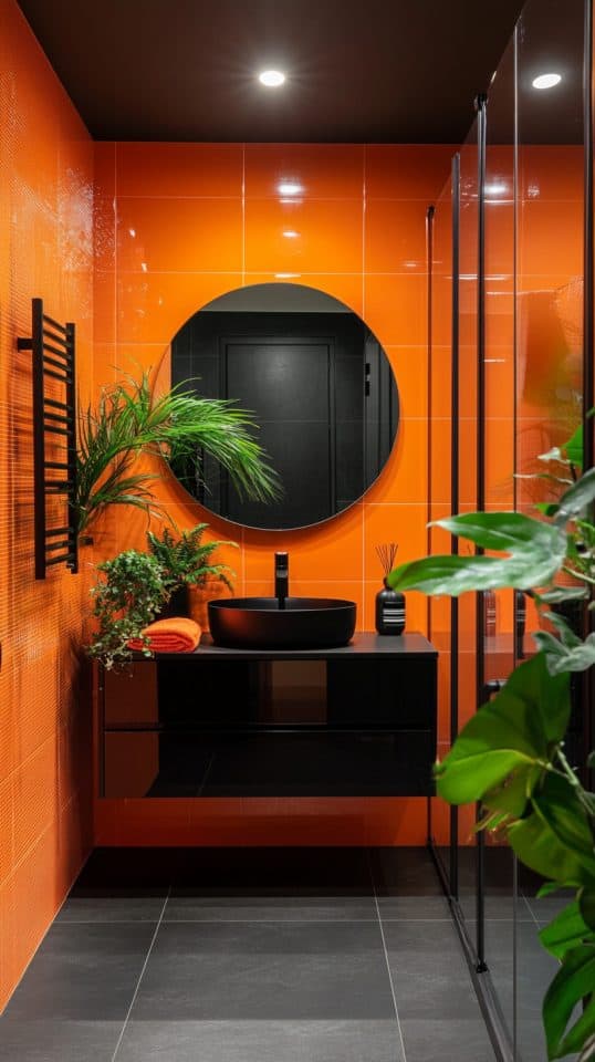 40 Stylish Orange Bathroom Ideas: From Retro to Modern Designs - Glamorous Place