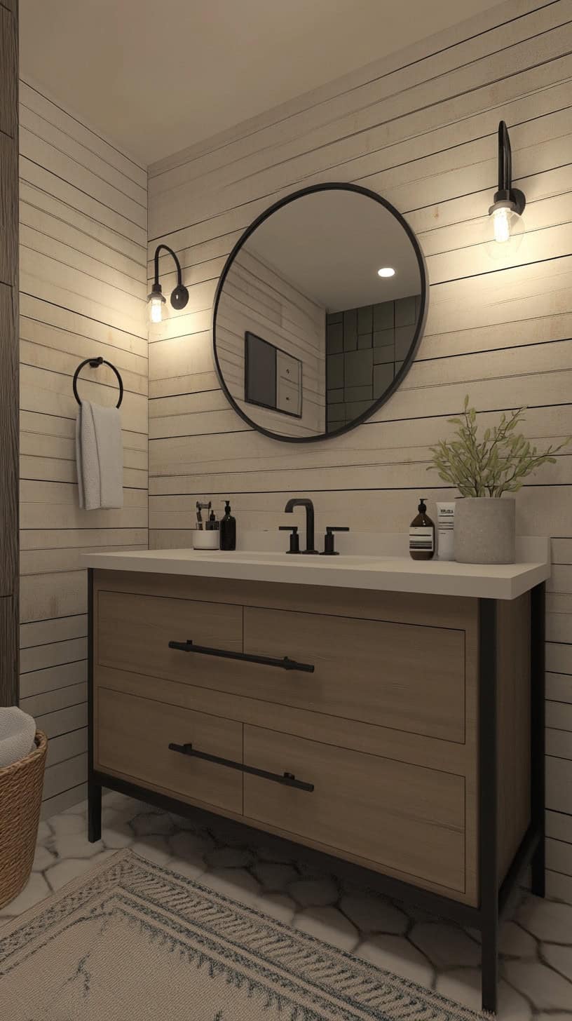 Contemporary farmhouse bathroom.