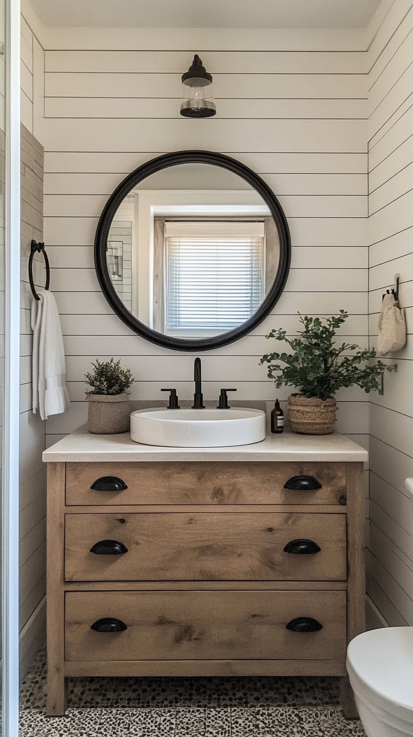 Small farmhouse bathroom with paint.