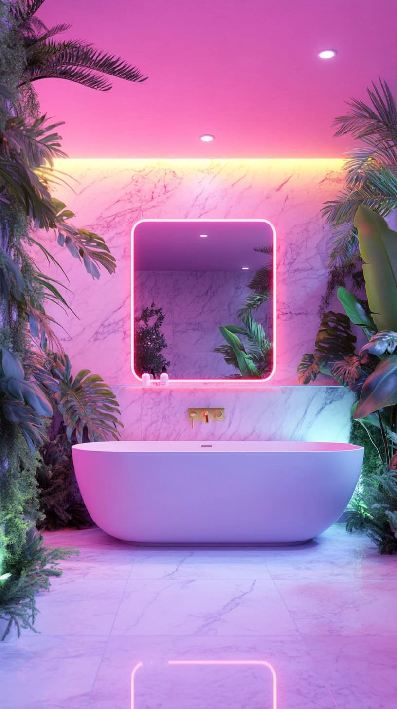 Aesthetic colorful bathroom.