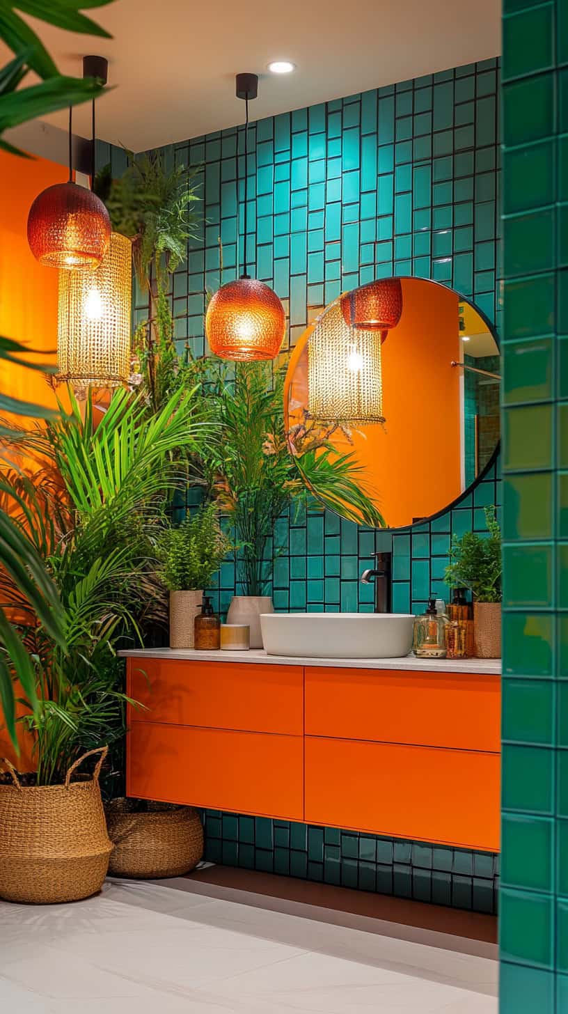 Colorful bathroom with decor.