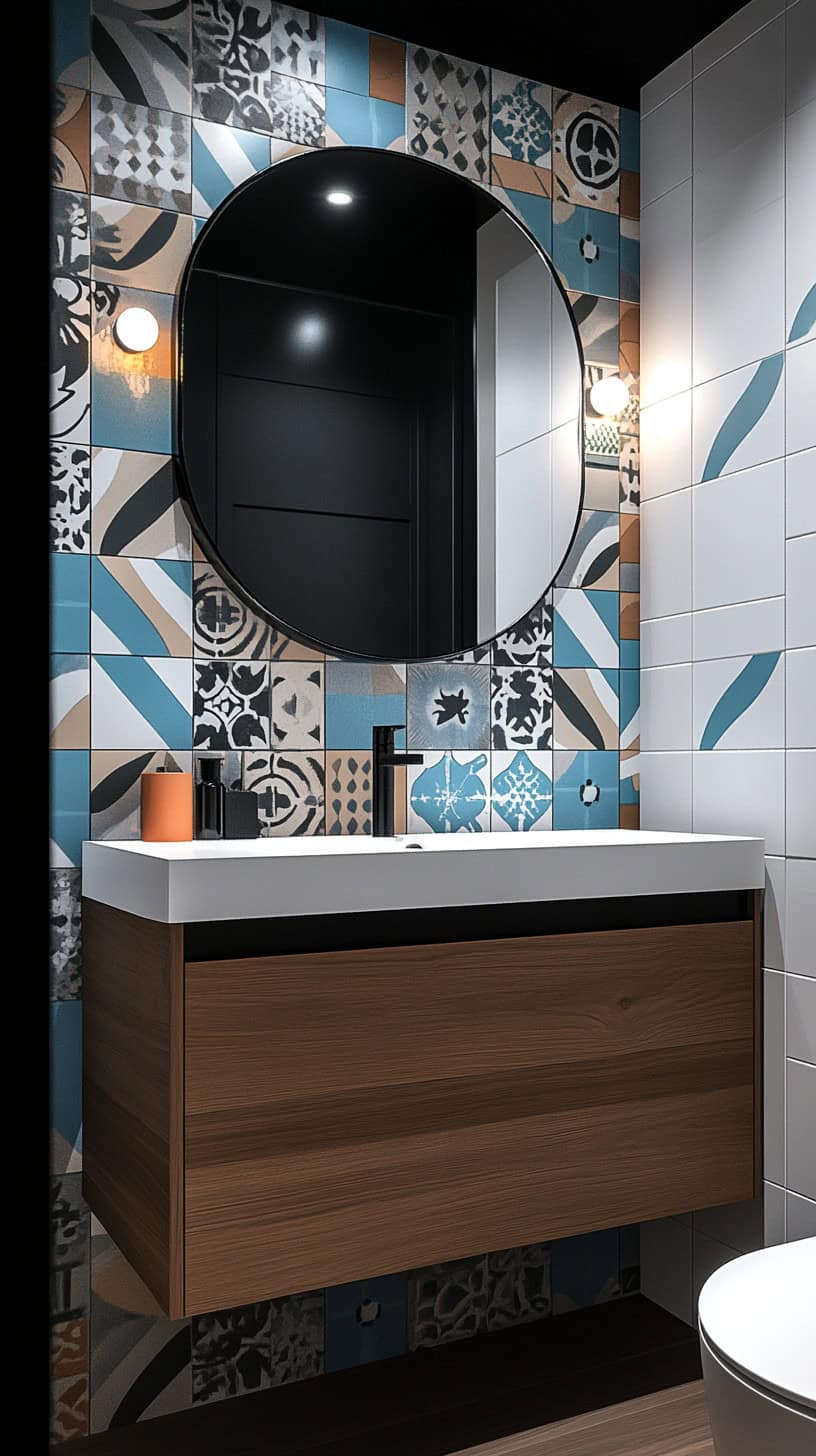 Fun colorful bathroom.