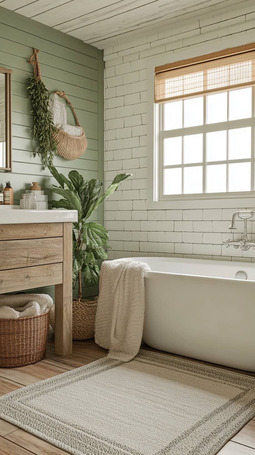 Colorful cottage bathroom.