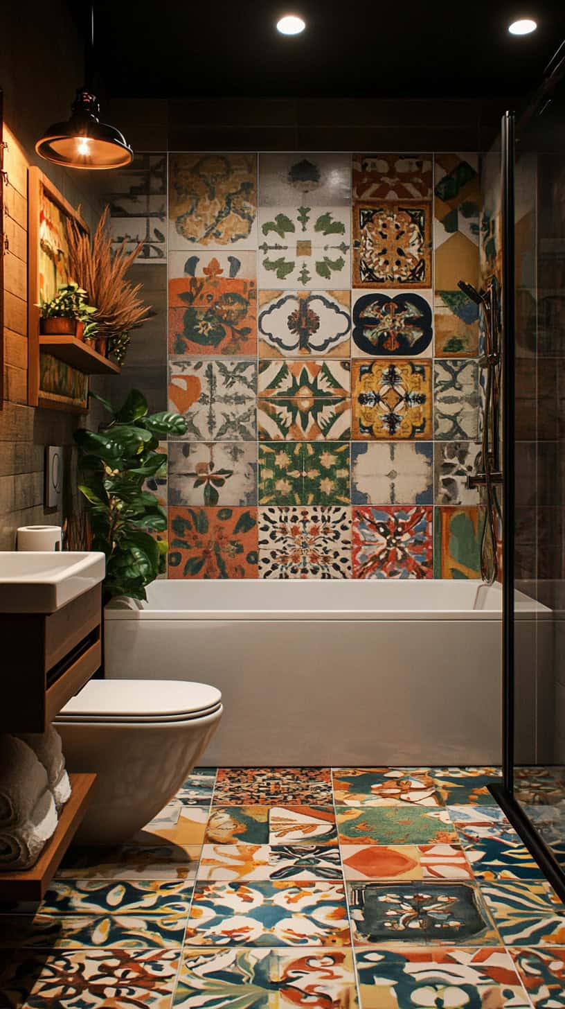 Eclectic home colorful bathroom.