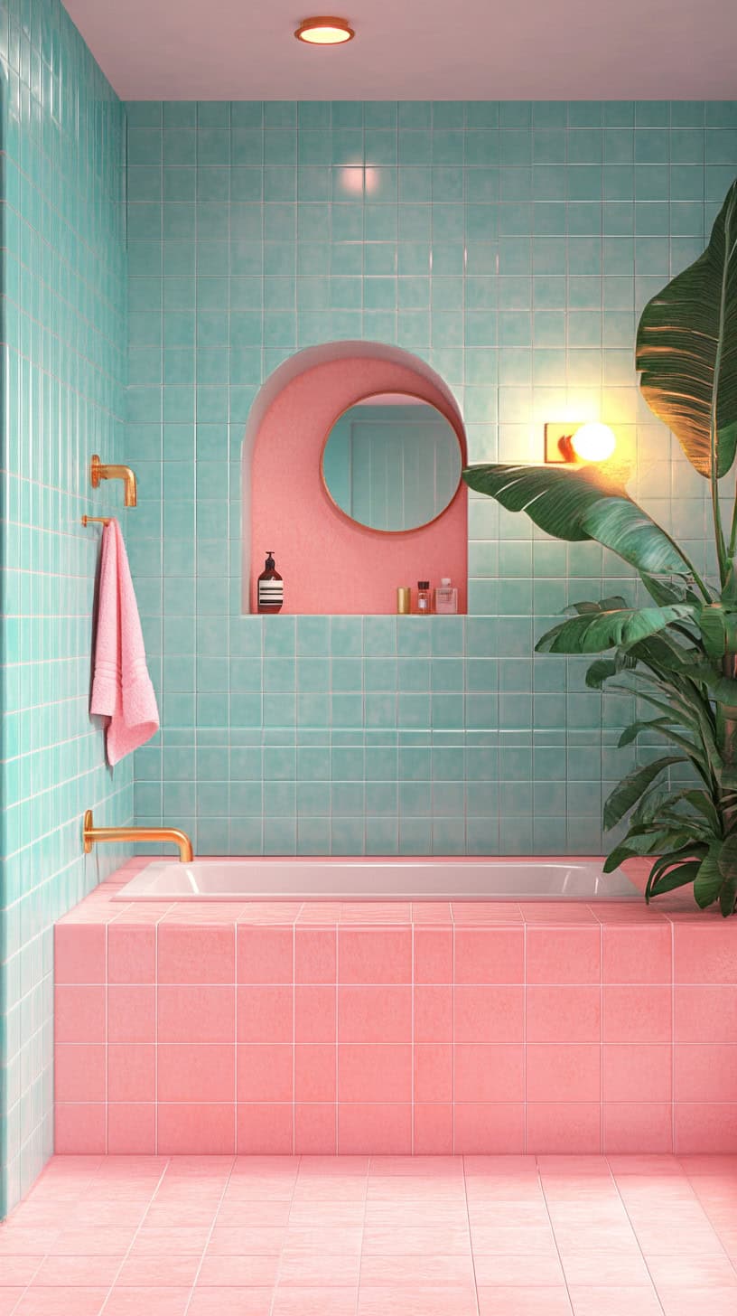 Retro colorful bathroom.