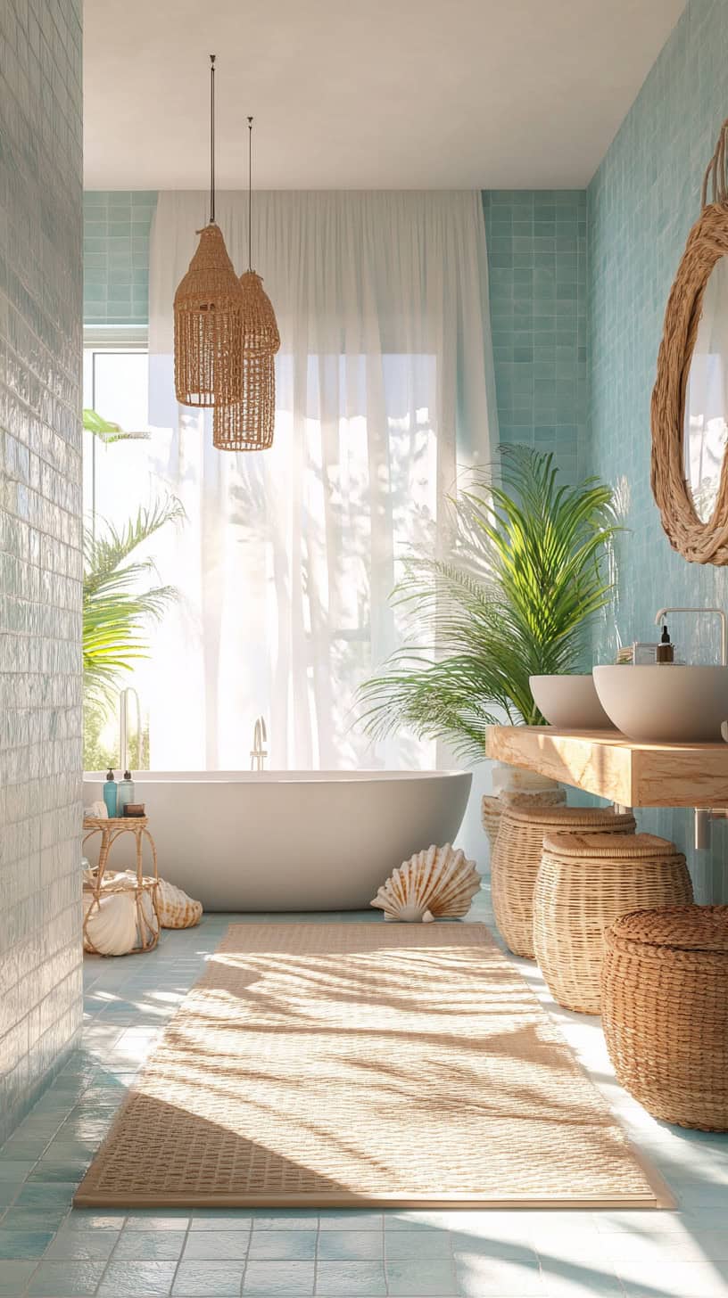 Colorful beach bathroom.