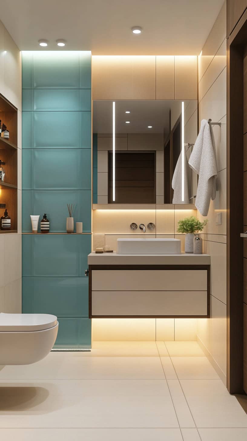 Simple colorful bathroom.