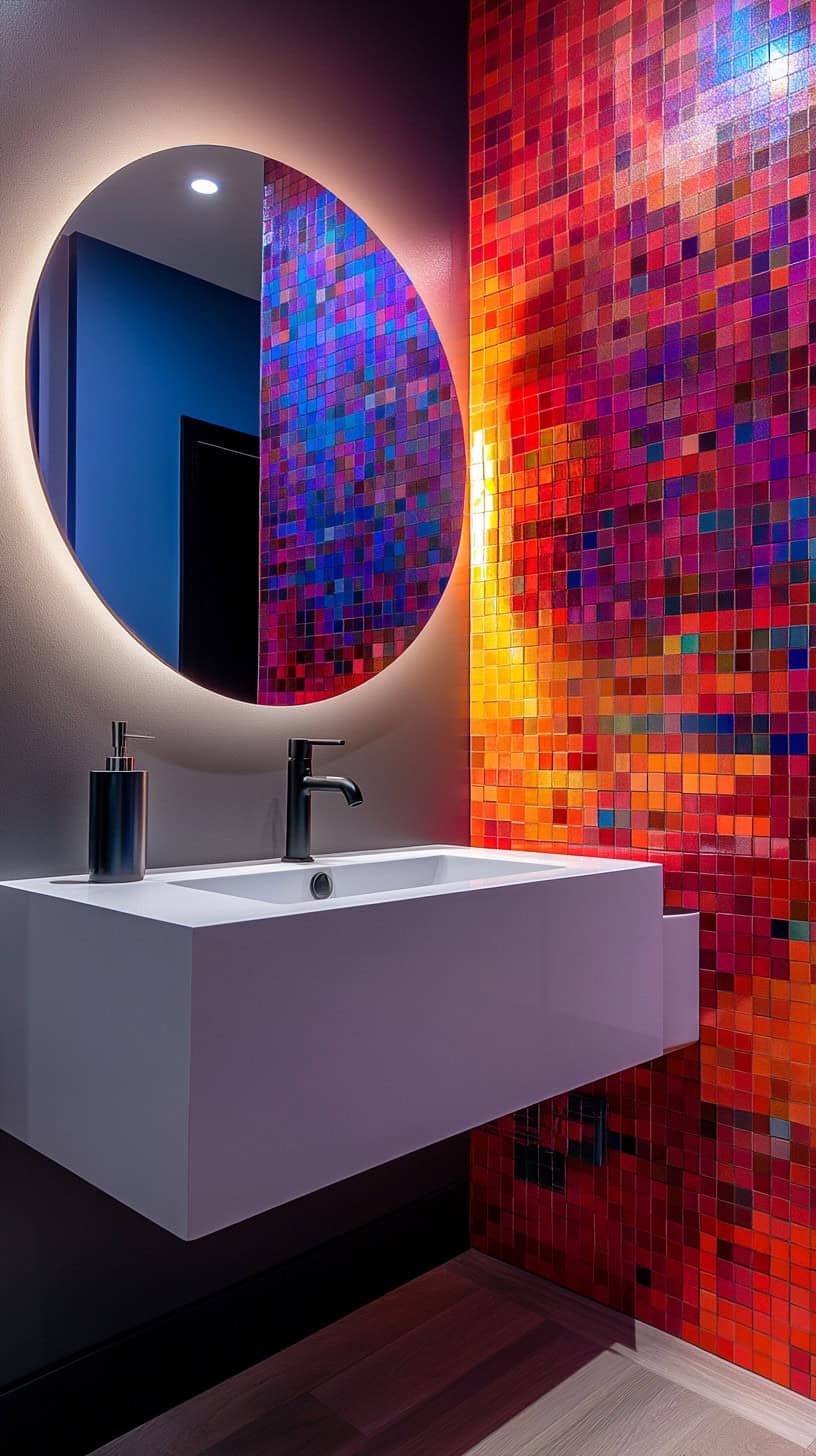Colorful hall bathroom.