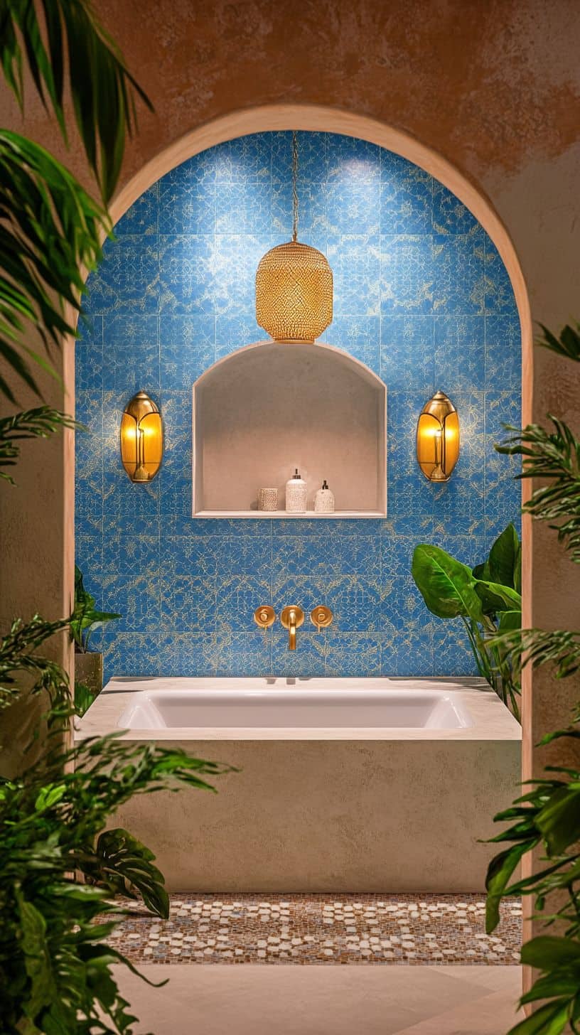 Moroccan bathroom with tiles