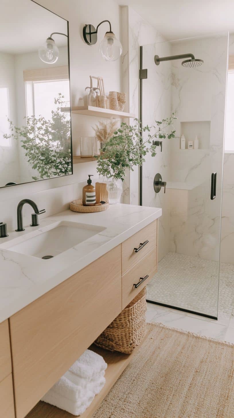 Apartment bathroom with decor