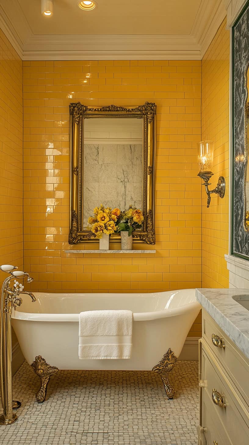 Vintage yellow bathroom