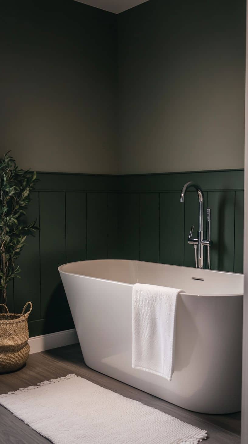 Dark green half bathroom
