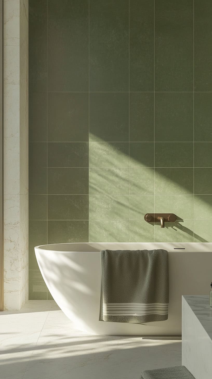 Green and white bathroom