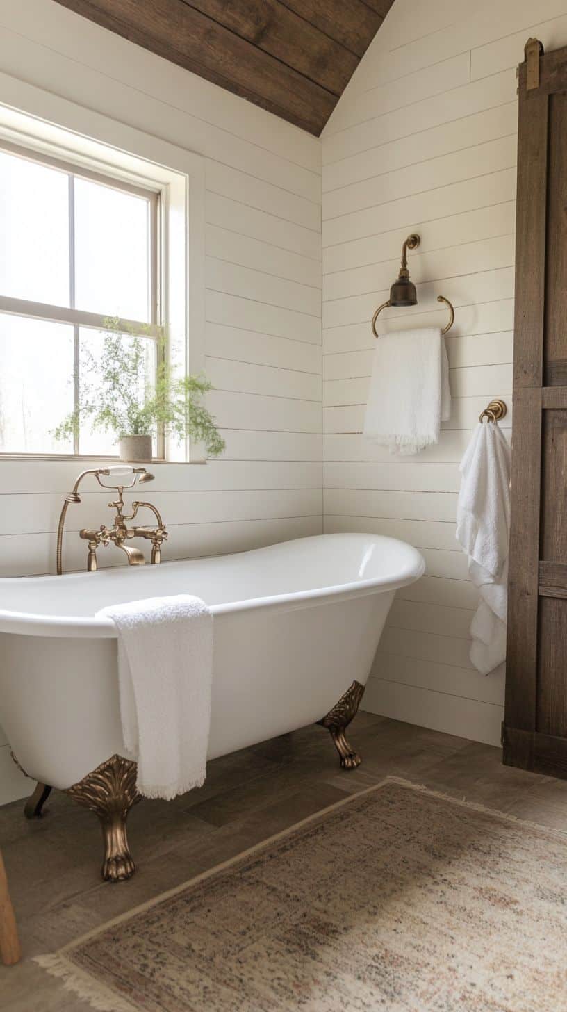 Simple rustic farmhouse bathroom