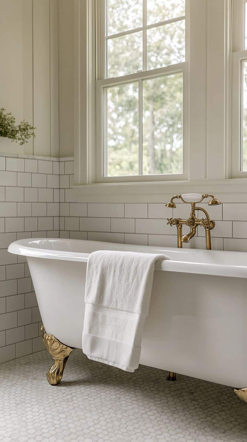 Traditional bathroom with subway tile