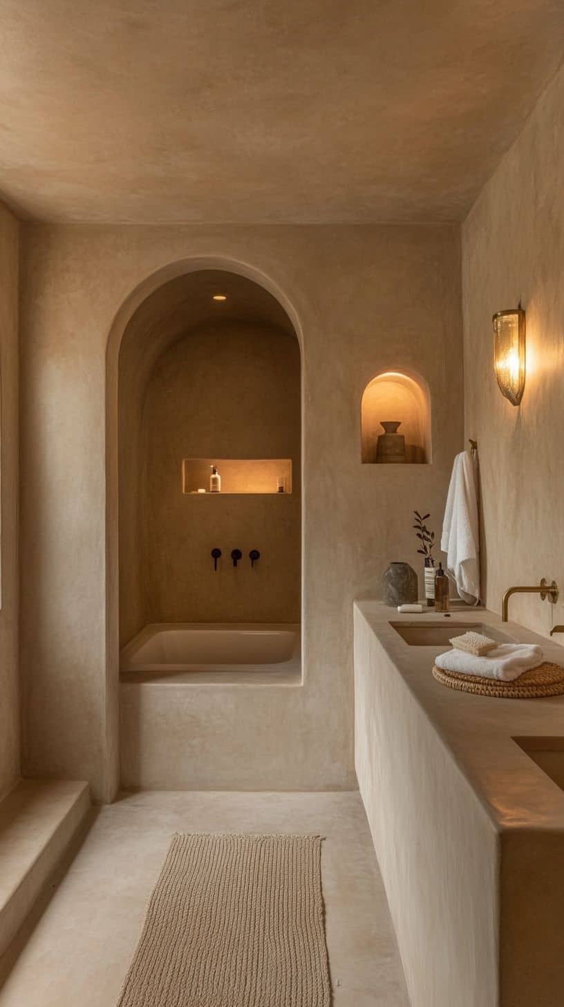 Moroccan plaster bathroom