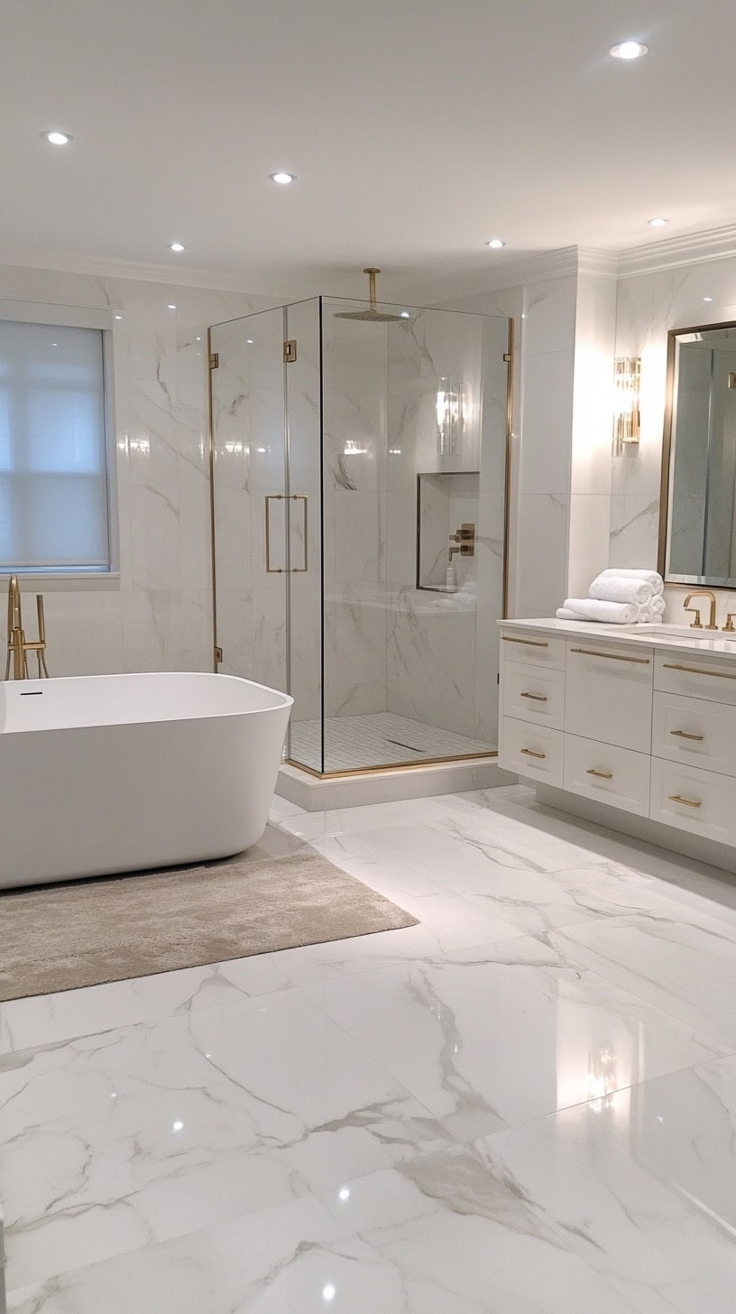 Luxury white master bathroom