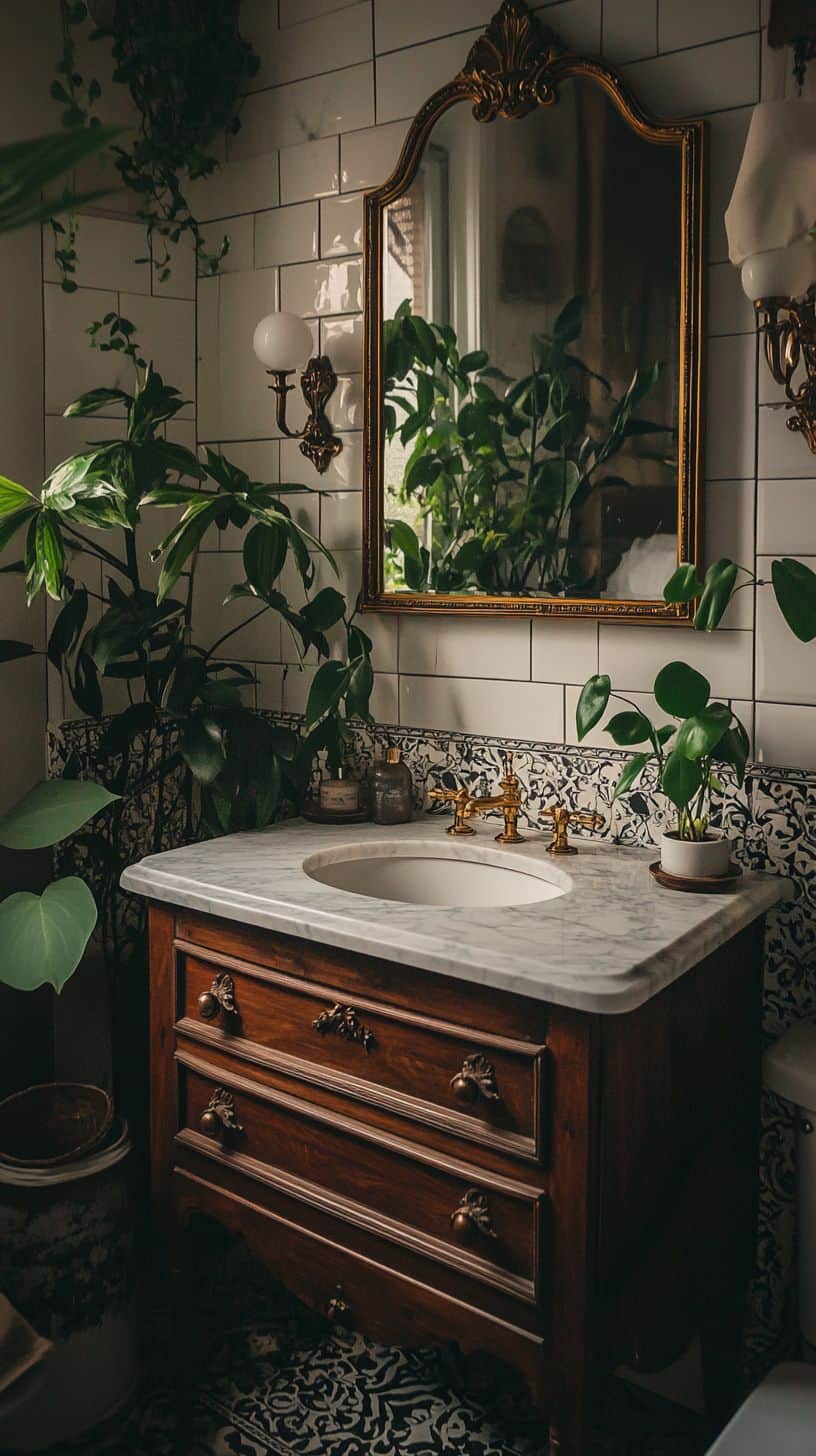 Old apartment bathroom with decor