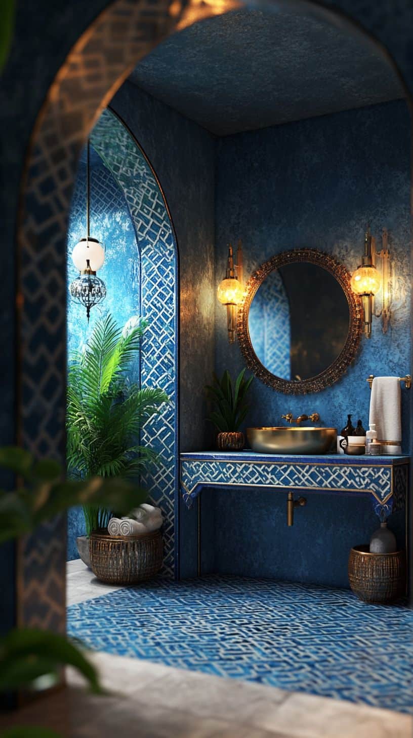 Blue moroccan bathroom