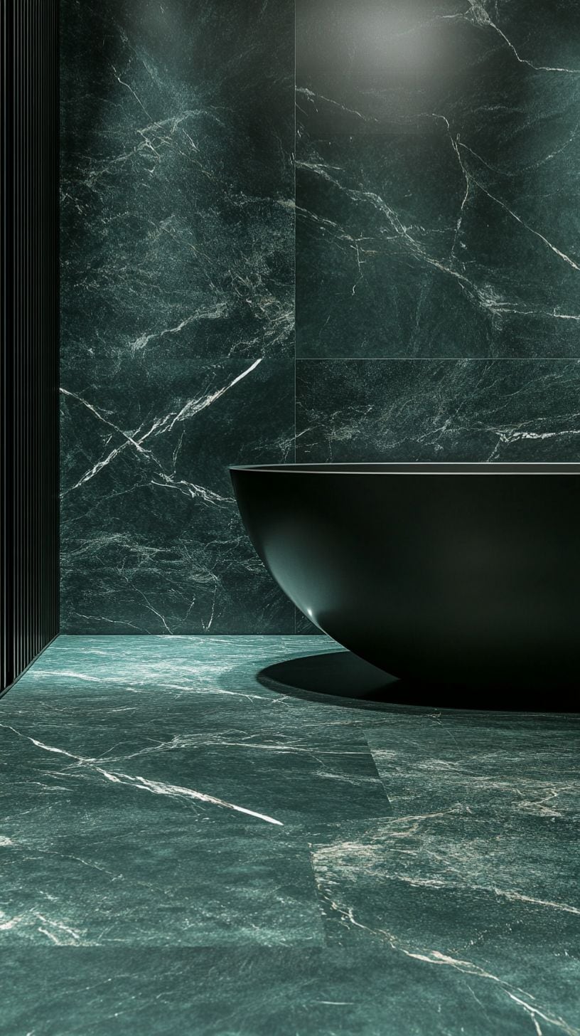 Dark Green Marble Bathroom
