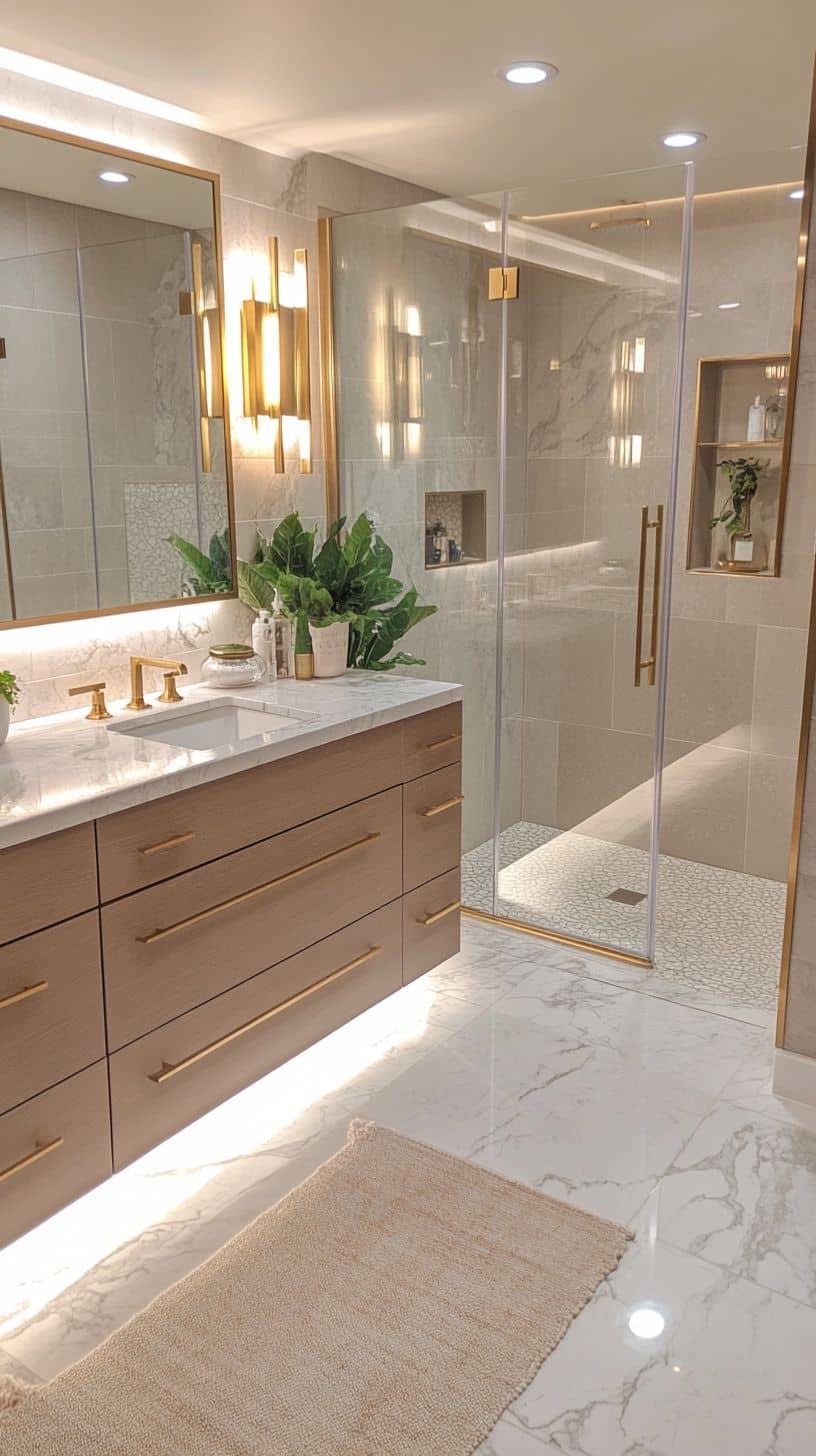 Apartment bathroom with aesthetic decor