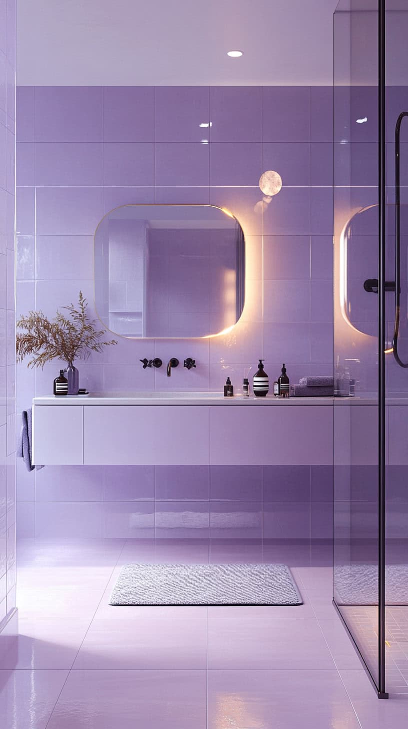 Bathroom with Light Purple Tile